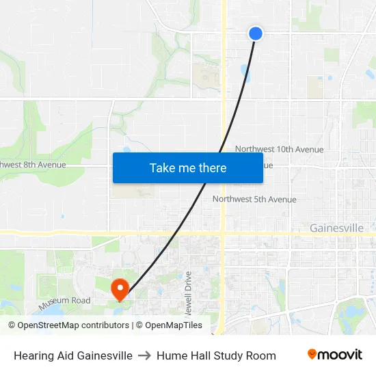 Hearing Aid Gainesville to Hume Hall Study Room map