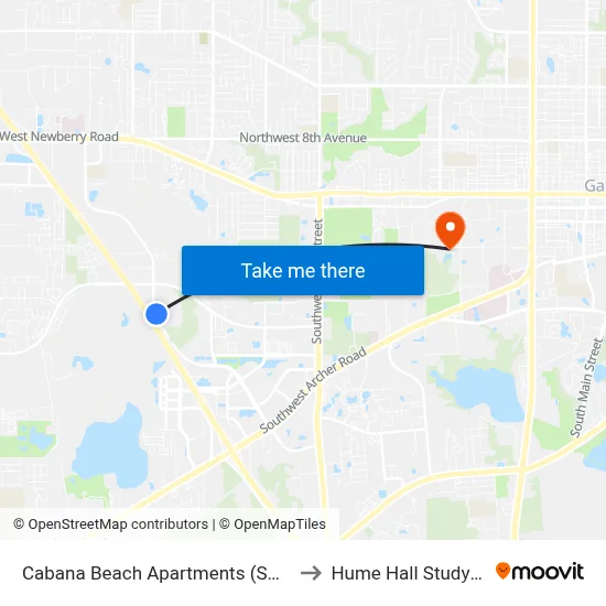 Cabana Beach Apartments (Sw 52nd St) to Hume Hall Study Room map