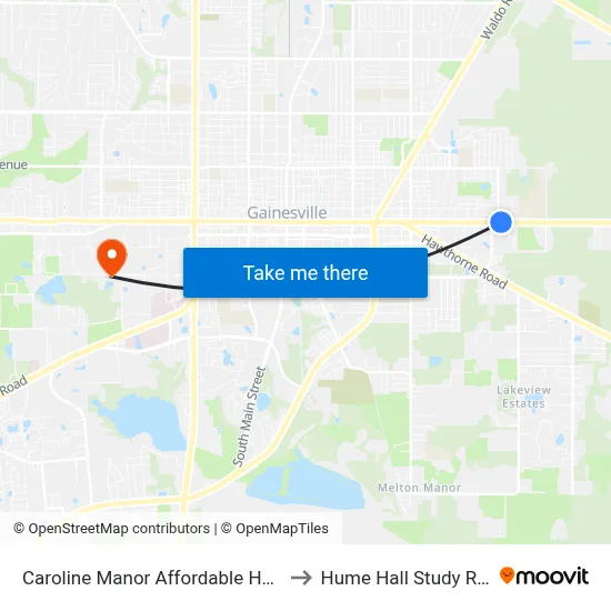 Caroline Manor Affordable Housing to Hume Hall Study Room map