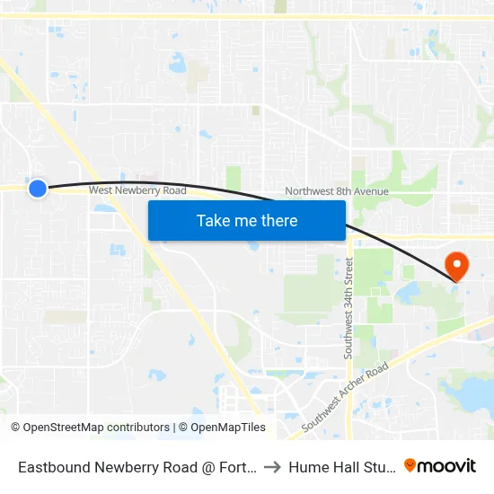 Eastbound Newberry Road @ Fort Clarke Boulevard to Hume Hall Study Room map