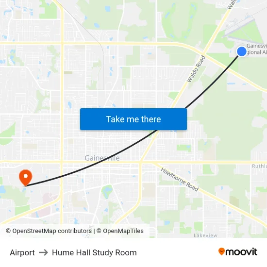 Airport to Hume Hall Study Room map