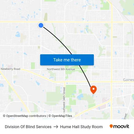 Division Of Blind Services to Hume Hall Study Room map