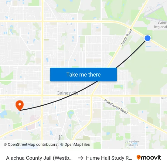 Alachua County Jail (Westbound) to Hume Hall Study Room map