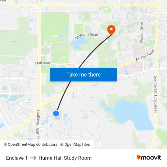 Enclave 1 to Hume Hall Study Room map