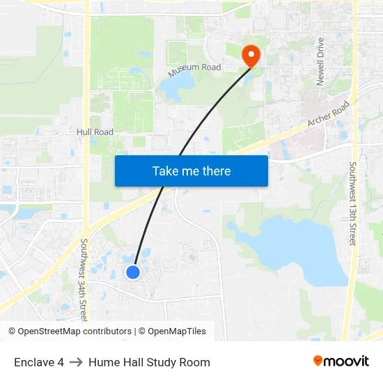 Enclave 4 to Hume Hall Study Room map