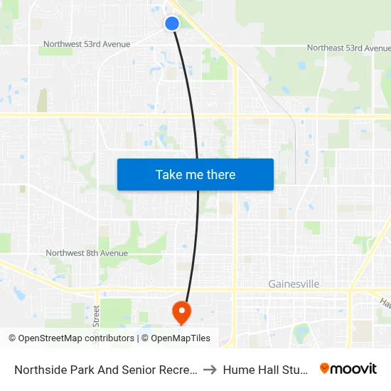Northside Park And Senior Recreational Center to Hume Hall Study Room map