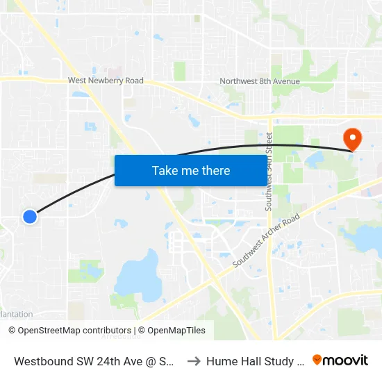 Westbound SW 24th Ave @ SW 84th St to Hume Hall Study Room map