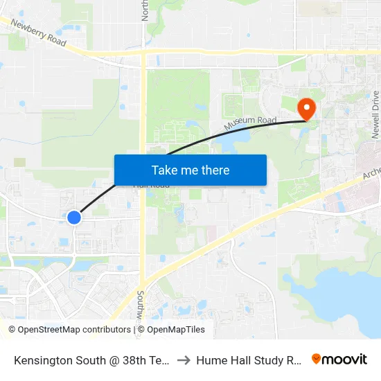 Kensington South @ 38th Terrace to Hume Hall Study Room map