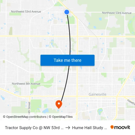 Tractor Supply Co @ NW 53rd Avenue to Hume Hall Study Room map