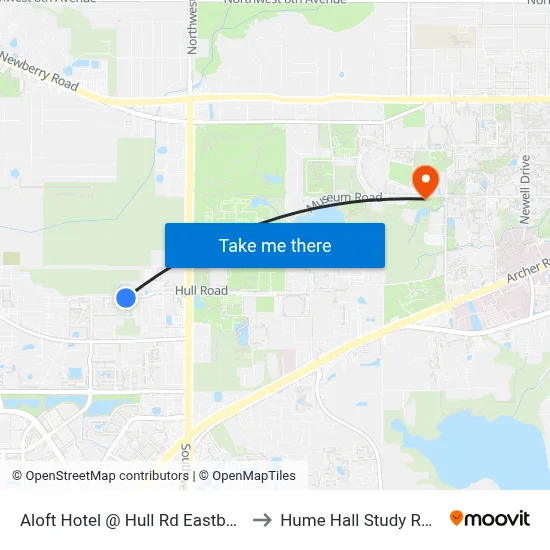 Aloft Hotel @ Hull Rd Eastbound to Hume Hall Study Room map
