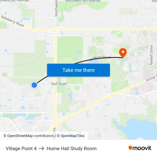 Village Point 4 to Hume Hall Study Room map