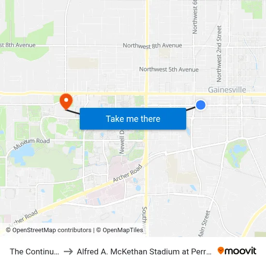 The Continuum to Alfred A. McKethan Stadium at Perry Field map