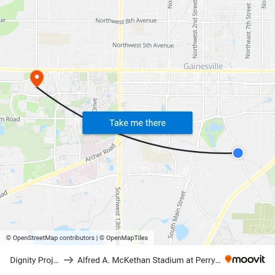 Dignity Project to Alfred A. McKethan Stadium at Perry Field map