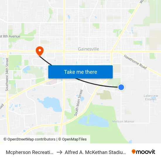 Mcpherson Recreational Center to Alfred A. McKethan Stadium at Perry Field map