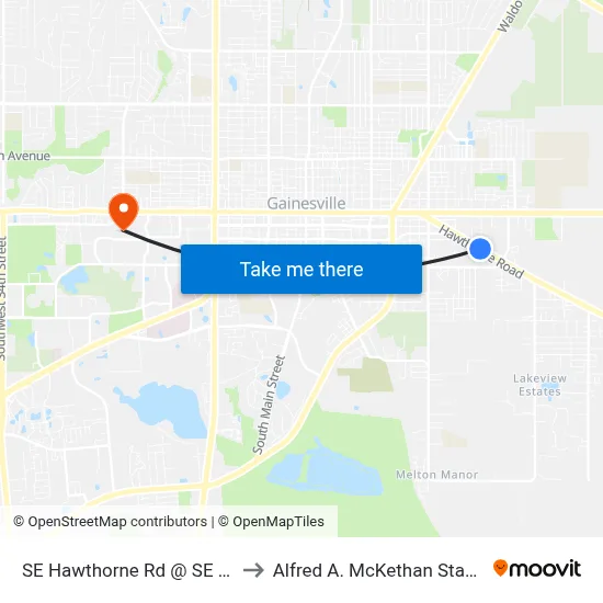 SE Hawthorne Rd @ SE 21st St Eastbound to Alfred A. McKethan Stadium at Perry Field map