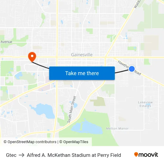 Gtec to Alfred A. McKethan Stadium at Perry Field map