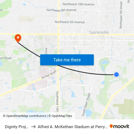 Dignity Project to Alfred A. McKethan Stadium at Perry Field map