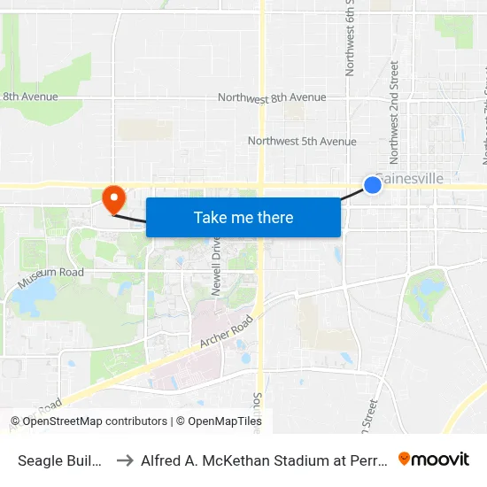 Seagle Building to Alfred A. McKethan Stadium at Perry Field map