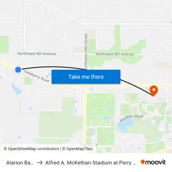 Alarion Bank to Alfred A. McKethan Stadium at Perry Field map