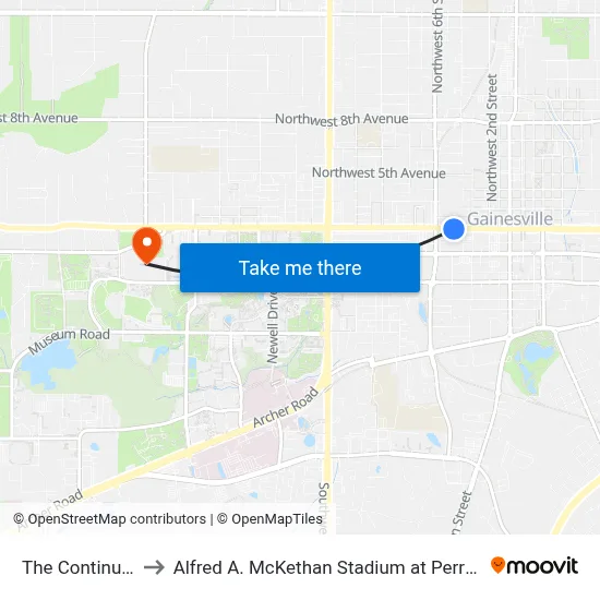 The Continuum to Alfred A. McKethan Stadium at Perry Field map