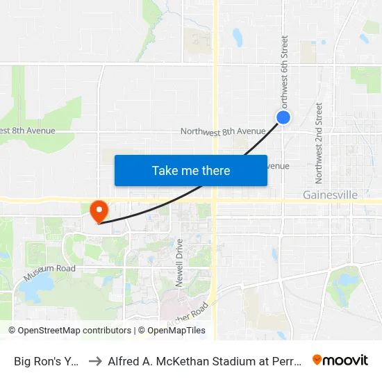 Big Ron's Yoga to Alfred A. McKethan Stadium at Perry Field map