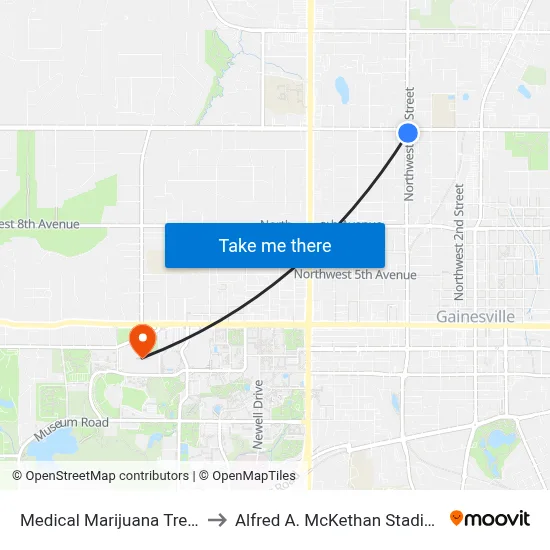 Medical Marijuana Treatment Center to Alfred A. McKethan Stadium at Perry Field map