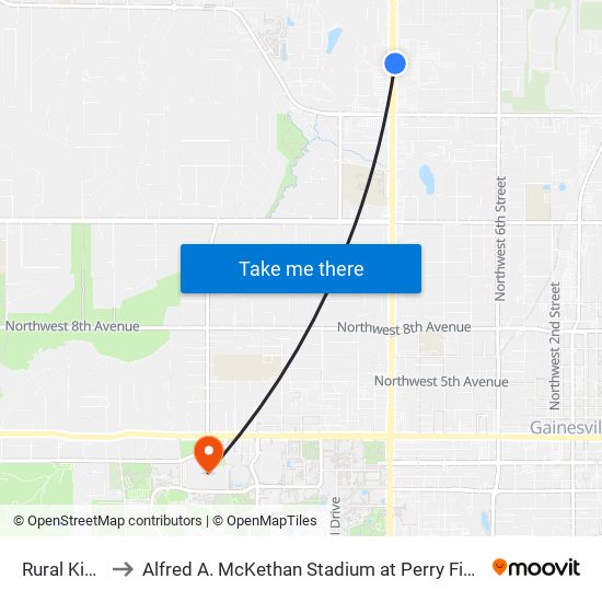 Rural King to Alfred A. McKethan Stadium at Perry Field map