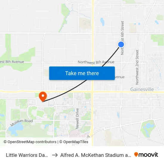 Little Warriors Day School to Alfred A. McKethan Stadium at Perry Field map