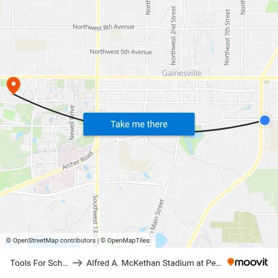 Tools For Schools to Alfred A. McKethan Stadium at Perry Field map