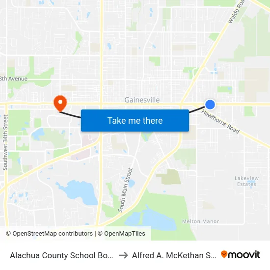 Alachua County School Board Administration Annex to Alfred A. McKethan Stadium at Perry Field map