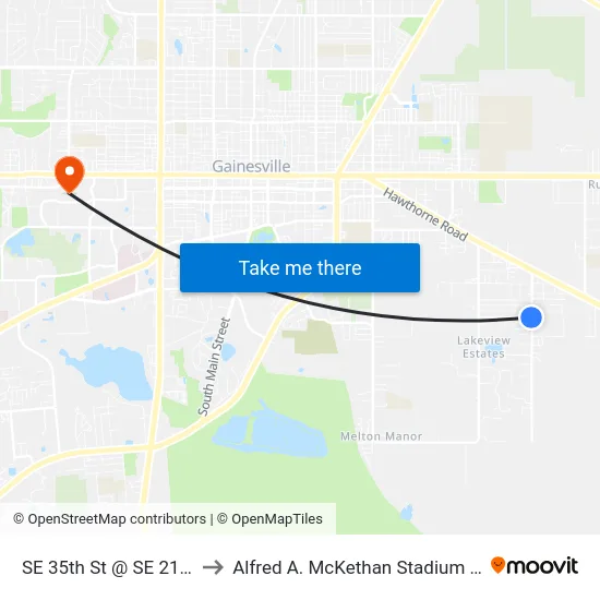 SE 35th St @ SE 21st Avenue to Alfred A. McKethan Stadium at Perry Field map