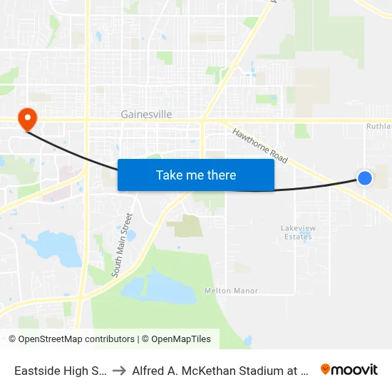 Eastside High School to Alfred A. McKethan Stadium at Perry Field map