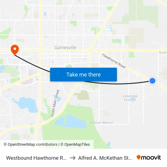 Westbound Hawthorne Road @ SE 39th Street to Alfred A. McKethan Stadium at Perry Field map