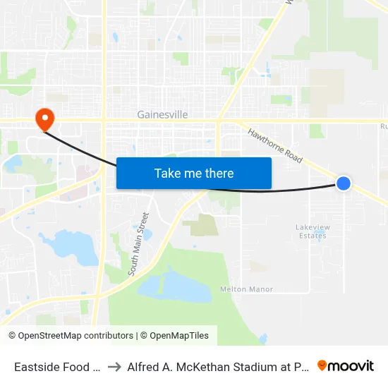 Eastside Food Store to Alfred A. McKethan Stadium at Perry Field map