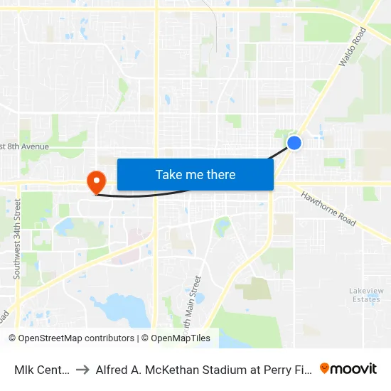 Mlk Center to Alfred A. McKethan Stadium at Perry Field map
