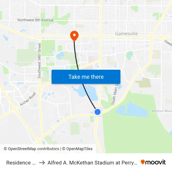 Residence Inn to Alfred A. McKethan Stadium at Perry Field map