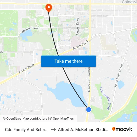 Cds Family And Behavioral Services to Alfred A. McKethan Stadium at Perry Field map