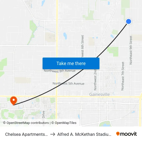 Chelsea Apartments Eastbound to Alfred A. McKethan Stadium at Perry Field map