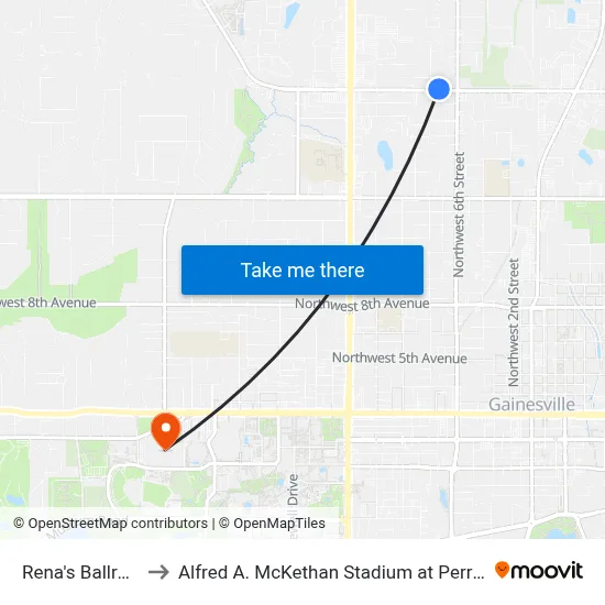 Rena's Ballroom to Alfred A. McKethan Stadium at Perry Field map