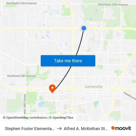Stephen Foster Elementary School @ 39th Ave to Alfred A. McKethan Stadium at Perry Field map
