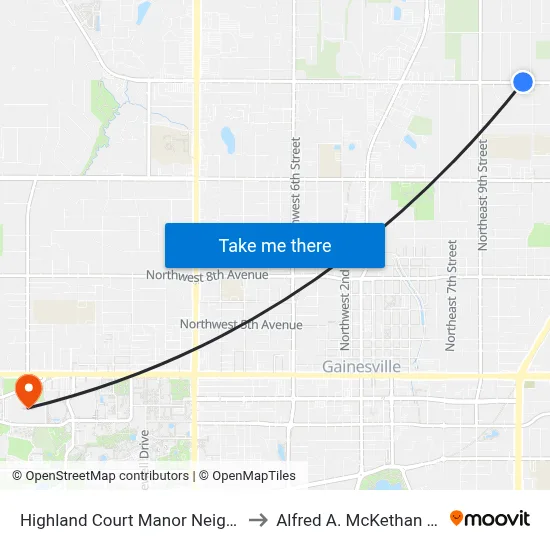 Highland Court Manor Neighborhood @ NE 23rd Avenue to Alfred A. McKethan Stadium at Perry Field map