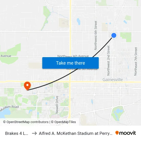 Brakes 4 Less to Alfred A. McKethan Stadium at Perry Field map