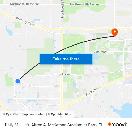 Daily Mart to Alfred A. McKethan Stadium at Perry Field map