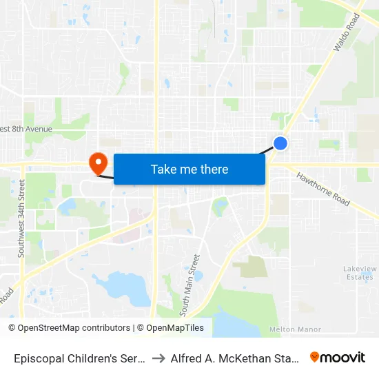 Episcopal Children's Services Northbound to Alfred A. McKethan Stadium at Perry Field map