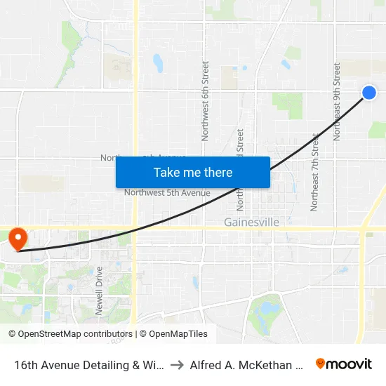 16th Avenue Detailing & Window Tinting (Eastbound) to Alfred A. McKethan Stadium at Perry Field map