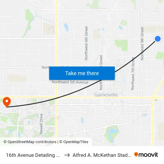 16th Avenue Detailing & Window Tinting to Alfred A. McKethan Stadium at Perry Field map