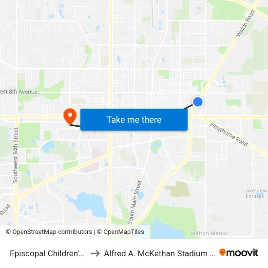 Episcopal Children's Services to Alfred A. McKethan Stadium at Perry Field map