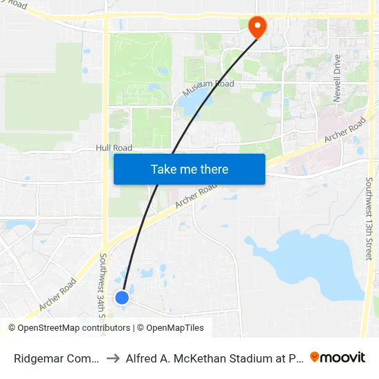 Ridgemar Commons to Alfred A. McKethan Stadium at Perry Field map