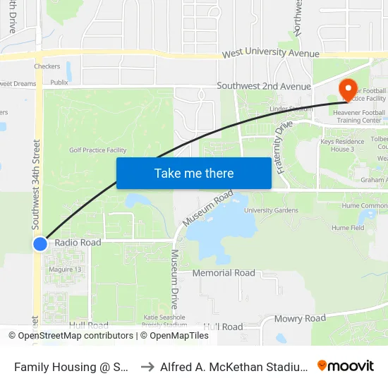 Family Housing @ SW 34th Street to Alfred A. McKethan Stadium at Perry Field map