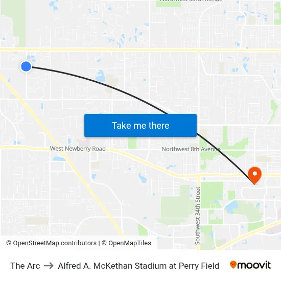 The Arc to Alfred A. McKethan Stadium at Perry Field map
